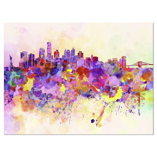 Designart - Purple New York Skyline